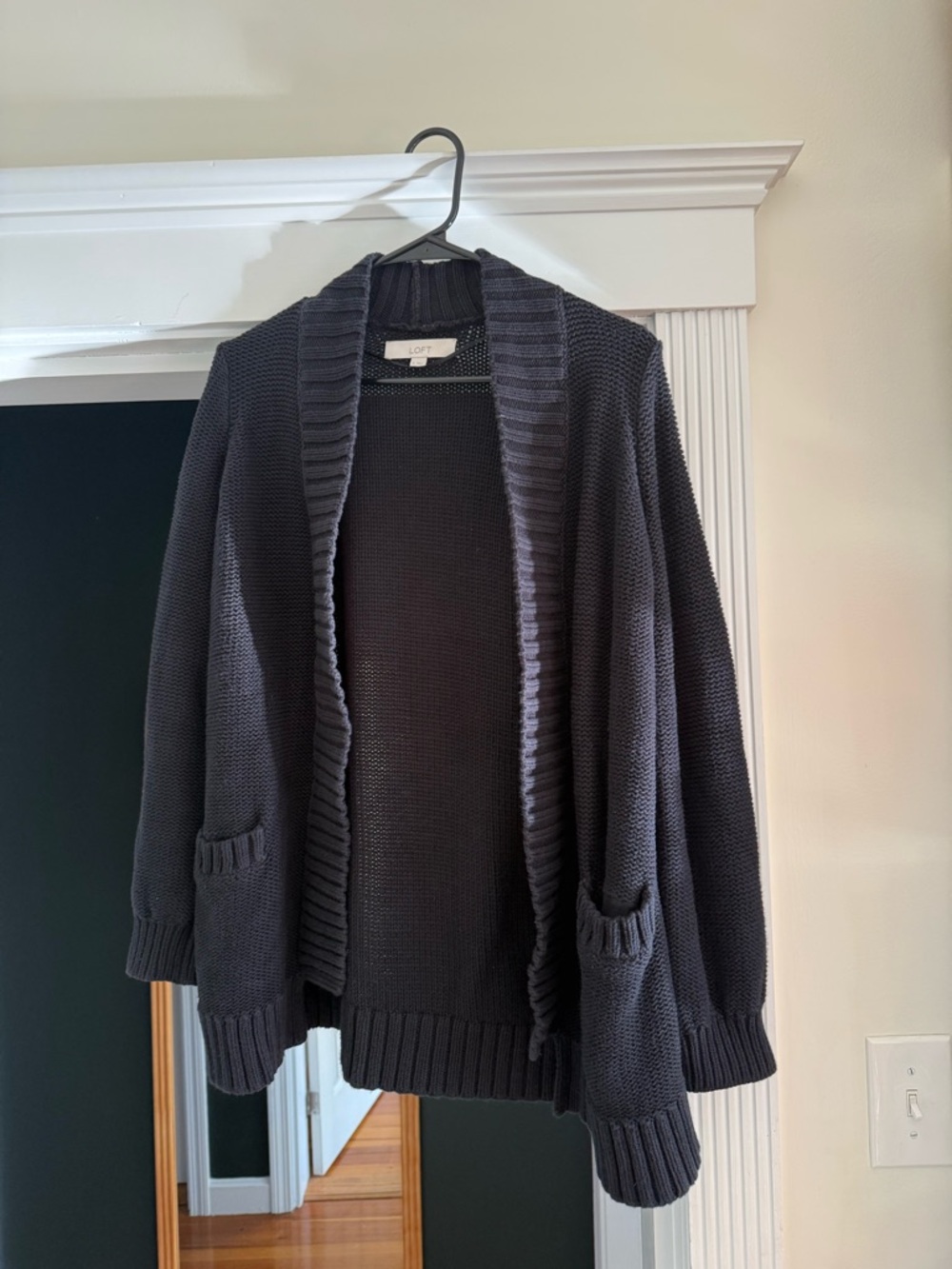 LOFT Open-Front Black Knit Cardigan Sweater